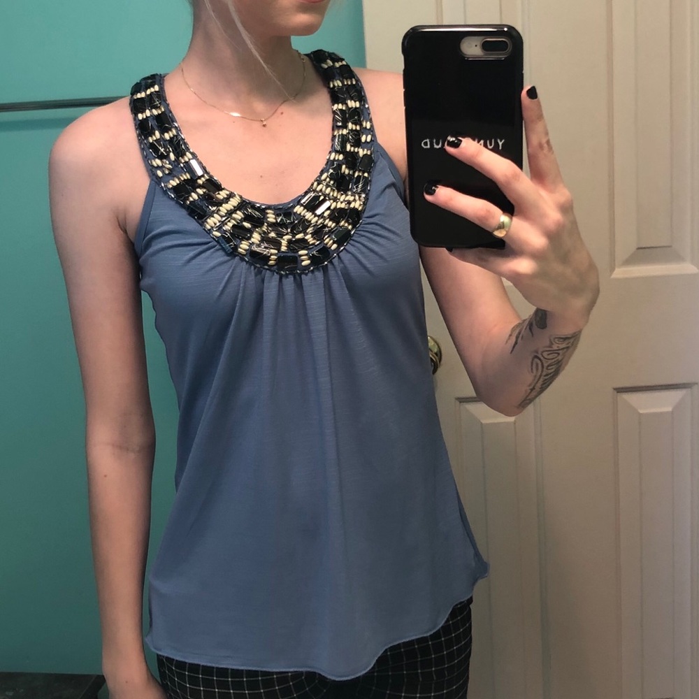 Tank top blouse with embellishment